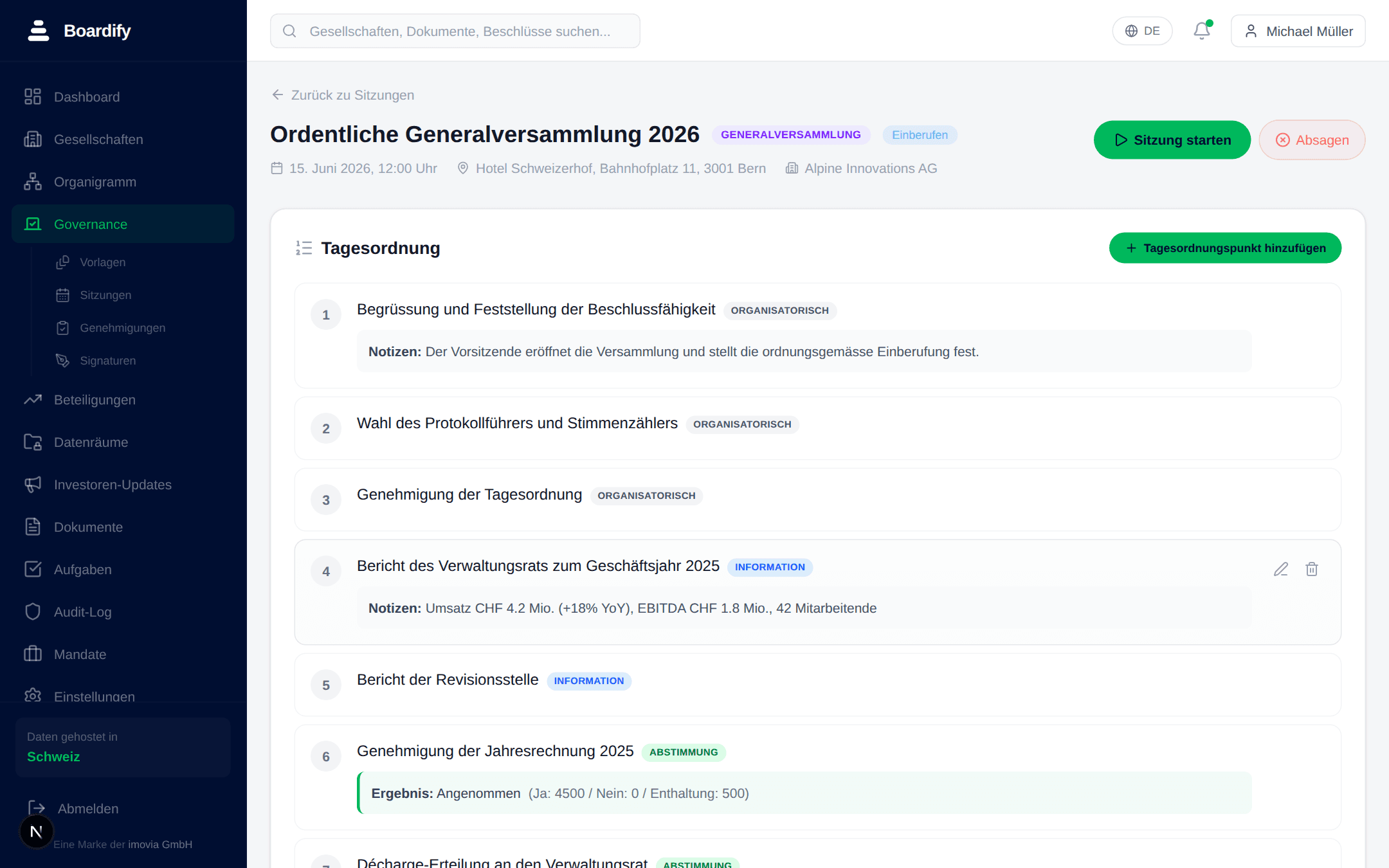 Digitale Durchführung einer Generalversammlung mit Traktanden und Abstimmungen